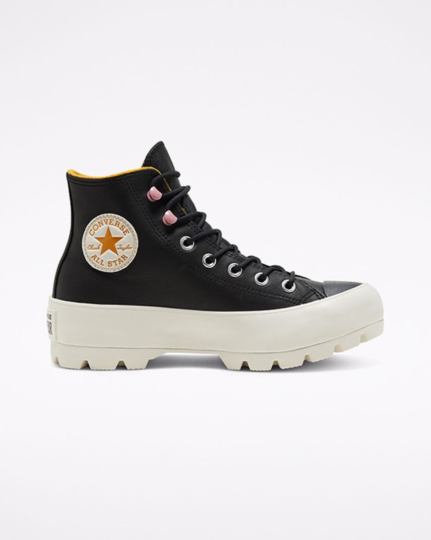 Tenisi Inalti Dama Converse Chuck Taylor All Star Lugged Iarnă Negrii Galbeni | RO QNDXO542